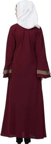 Humeira Abaya Branded Dubai Style Simple Neck Button Abaya in Al Nida Fabric (Maroon) - 54, 300 gms